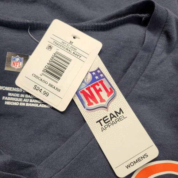 NFL Team Apparel Woman's Medium Navy Blue Chicago Front Knot Shortsleeve T-Shirt - Picture 9 of 10